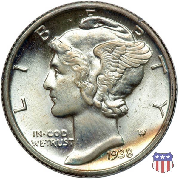 Winged Liberty Head or Mercury (1916-1945) 1938 (Denver) Winged Liberty Head or Mercury (1916-1945) 1938 (Denver)