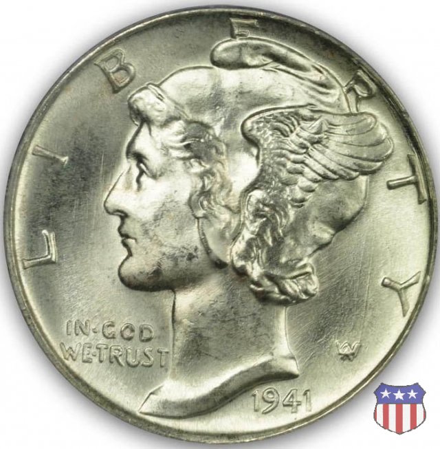 Winged Liberty Head or Mercury (1916-1945) 1941 (Denver) Winged Liberty Head or Mercury (1916-1945) 1941 (Denver)